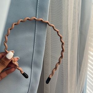 Tan, gold, leather headband for girls